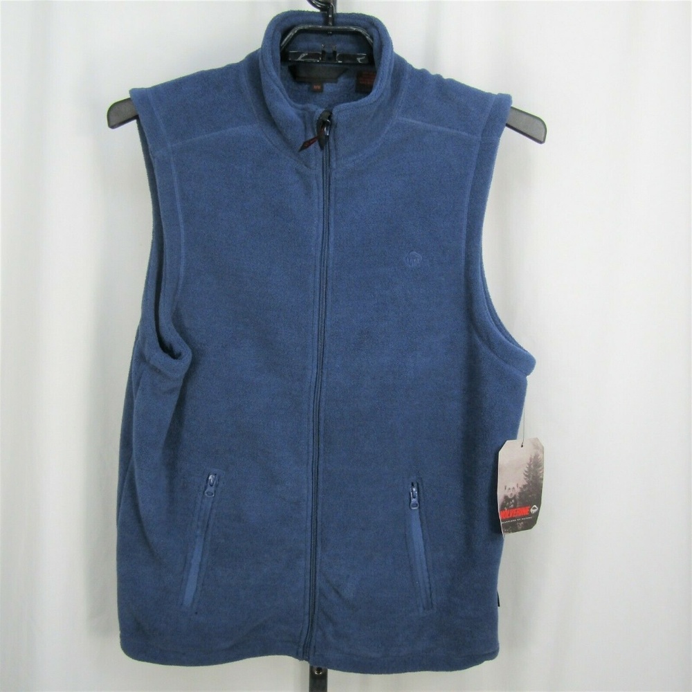 Wolverine Mens Fleece Vest Size M Full Zip Bleu Ma